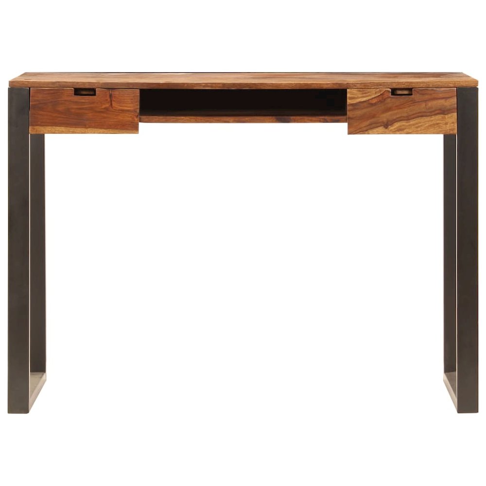 Desk Sheesham wood brown, black Sheesham wood and powder-coated steel. Picture 4