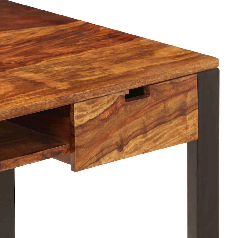 Desk Sheesham wood brown, black Sheesham wood and powder-coated steel. Picture 6