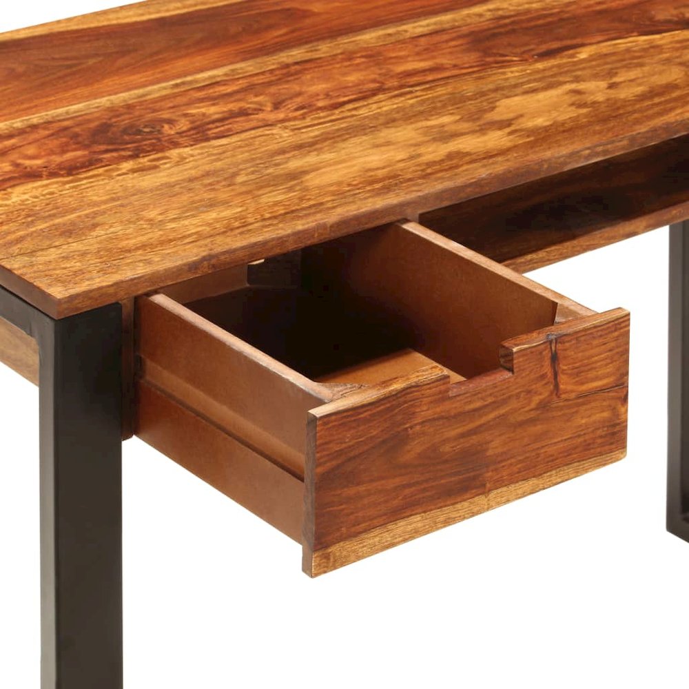 Desk Sheesham wood brown, black Sheesham wood and powder-coated steel. Picture 7