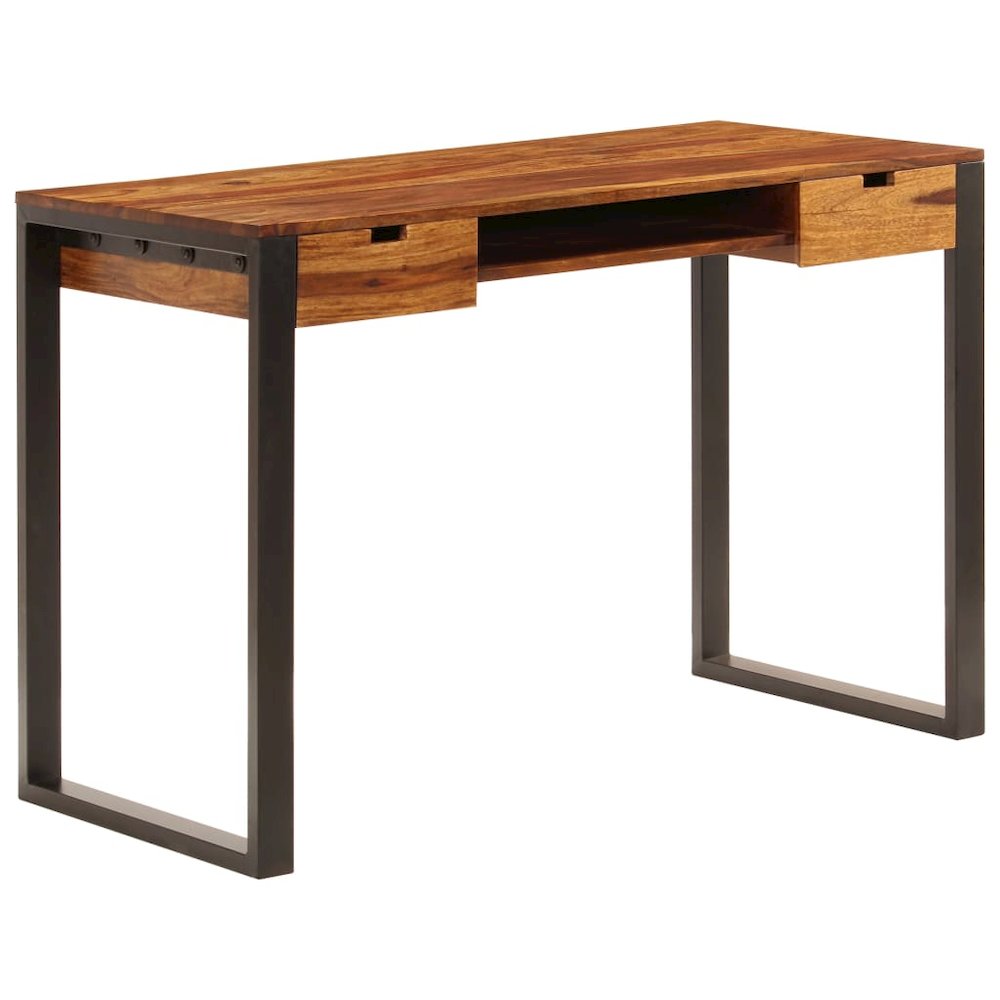 Desk Sheesham wood brown, black Sheesham wood and powder-coated steel. Picture 9