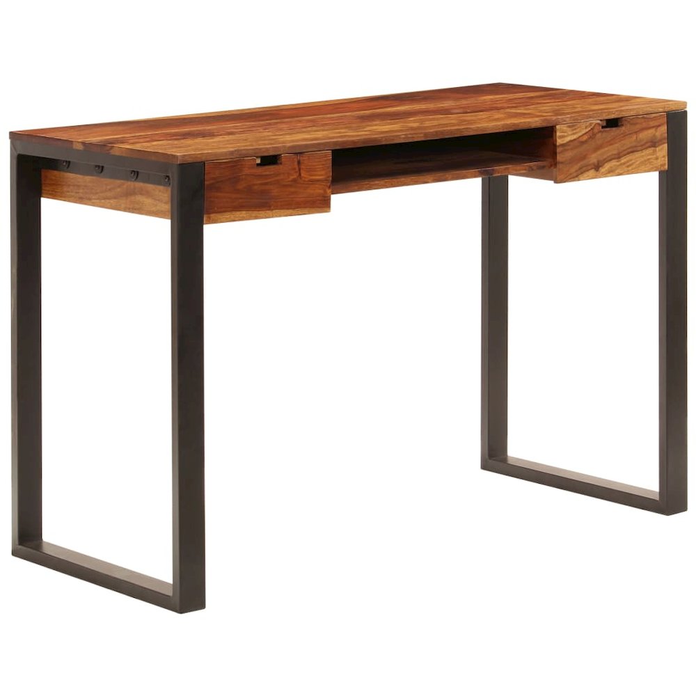 Desk Sheesham wood brown, black Sheesham wood and powder-coated steel. Picture 10