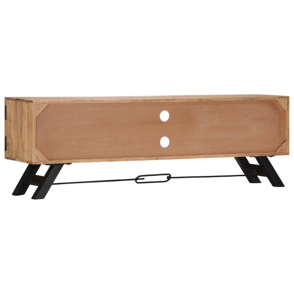TV Stand Natural Wood Solid Acacia Wood 55.1 in Width TV Stand. Picture 3