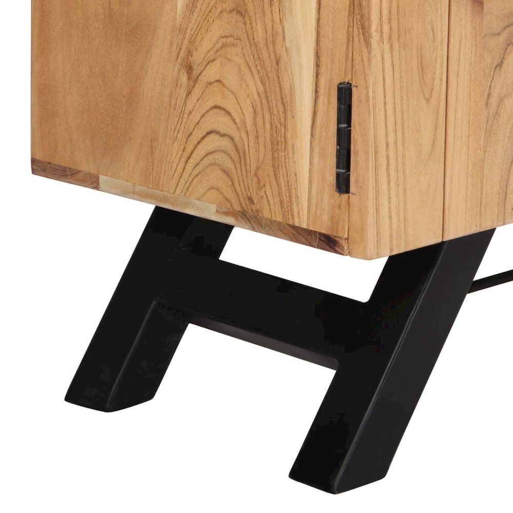 TV Stand Natural Wood Solid Acacia Wood 55.1 in Width TV Stand. Picture 6