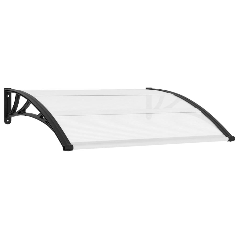 vidaXL Door Canopy Black and Transparent 47.2"x31.5" PC, 144813. Picture 1