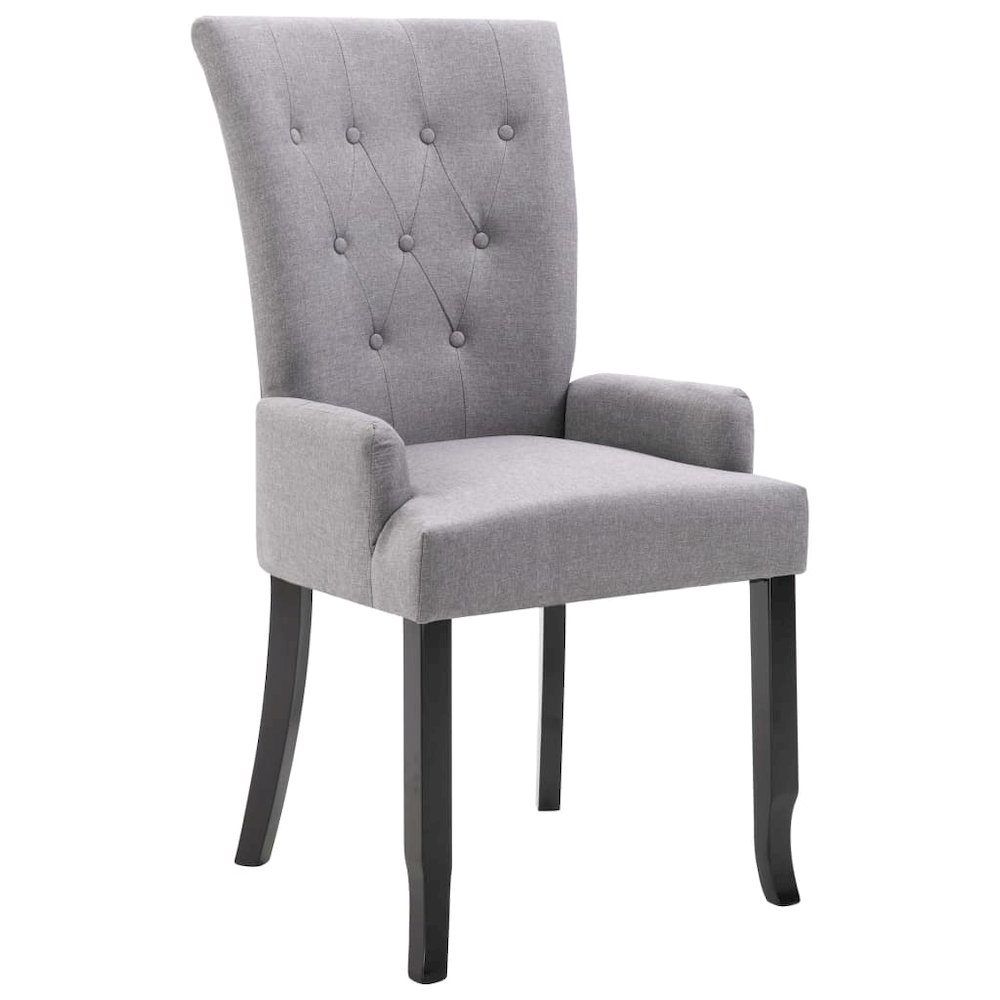 Dining Chair Light Grey Polyester and Solid Oak Wood Standard. Picture 2