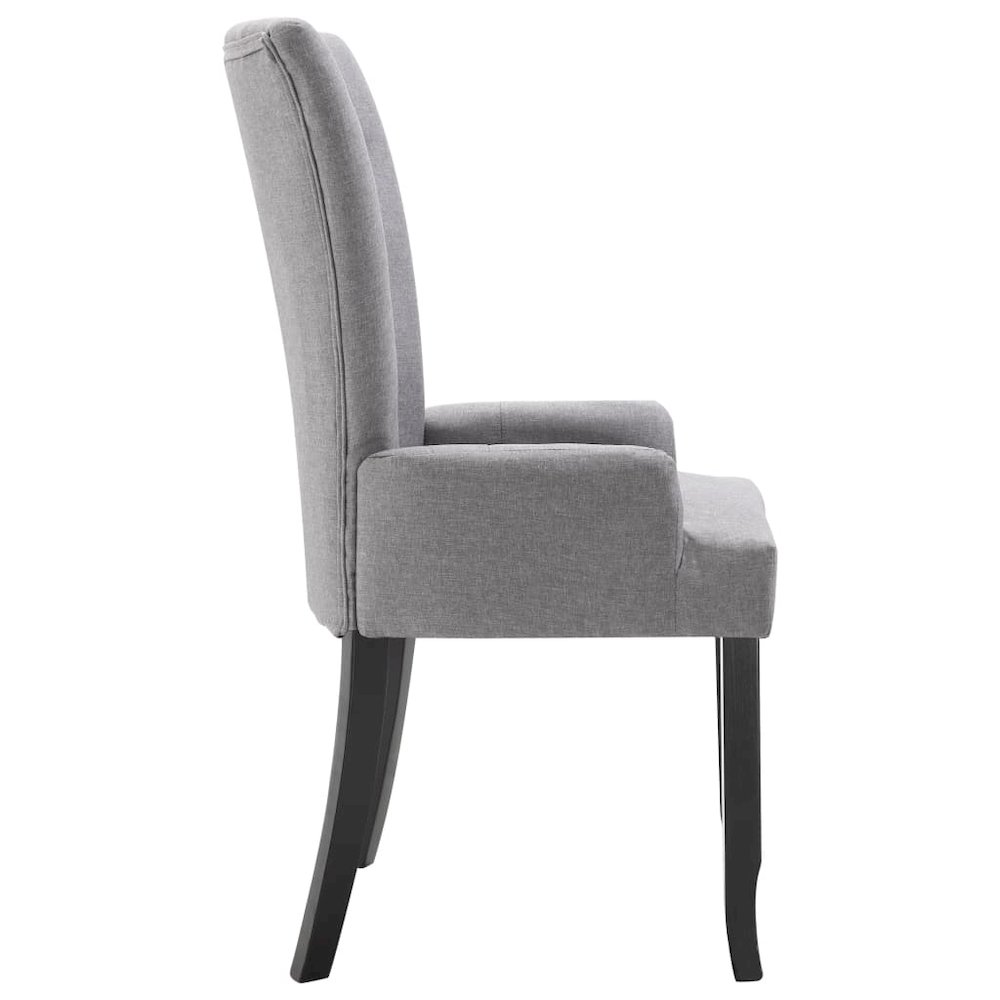 Dining Chair Light Grey Polyester and Solid Oak Wood Standard. Picture 3