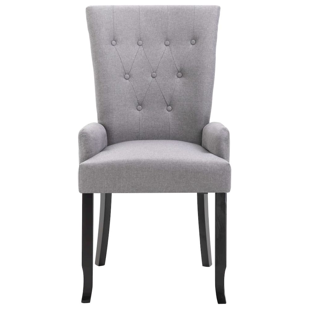 Dining Chair Light Grey Polyester and Solid Oak Wood Standard. Picture 5