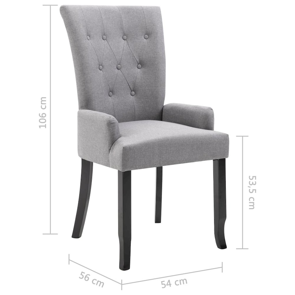 Dining Chair Light Grey Polyester and Solid Oak Wood Standard. Picture 8