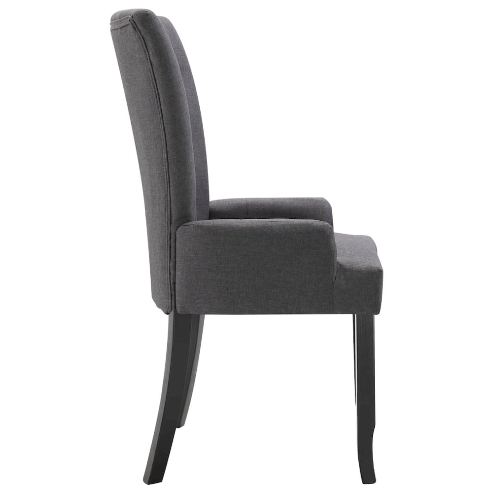 Dining Chair Dark Grey Polyester and Oak Wood Standard Ergonomic. Picture 4