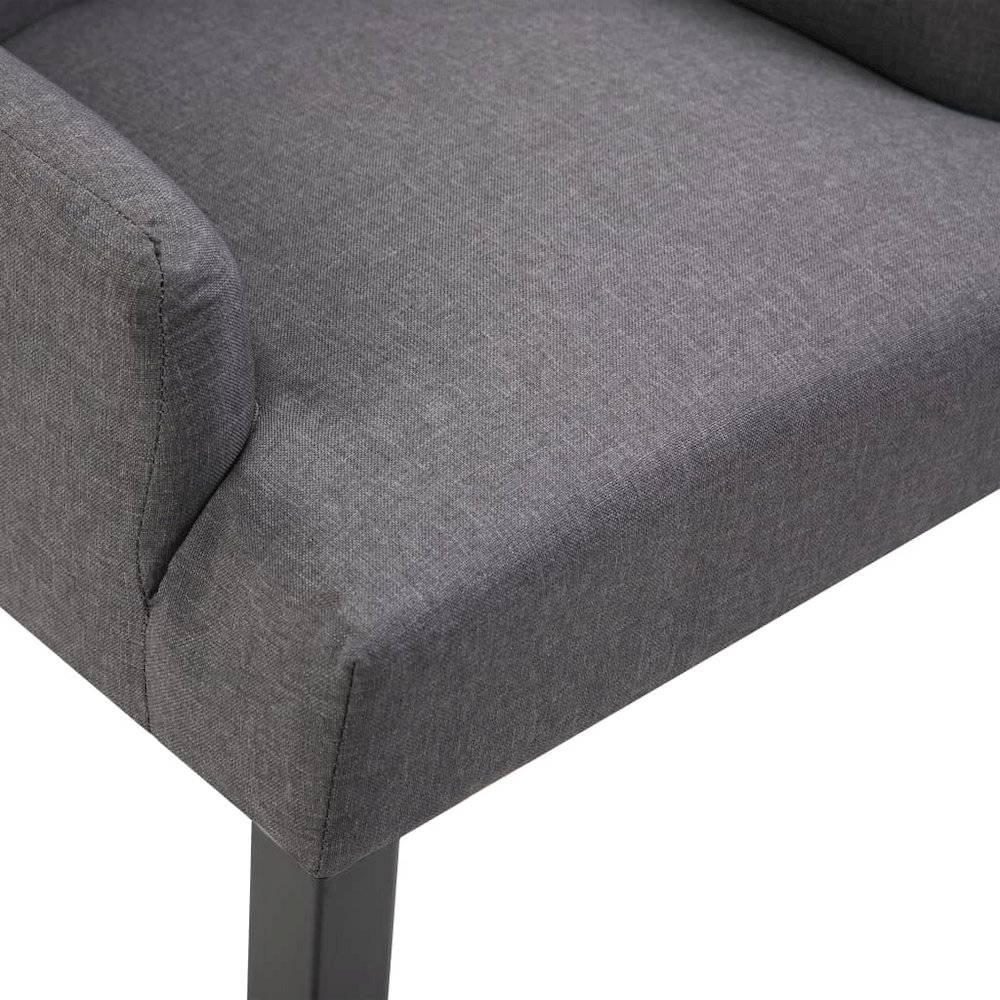 Dining Chair Dark Grey Polyester and Oak Wood Standard Ergonomic. Picture 6