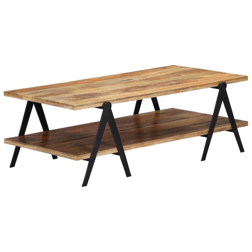 Coffee Table Brown Solid mango wood, powder-coated steel Medium. Picture 1