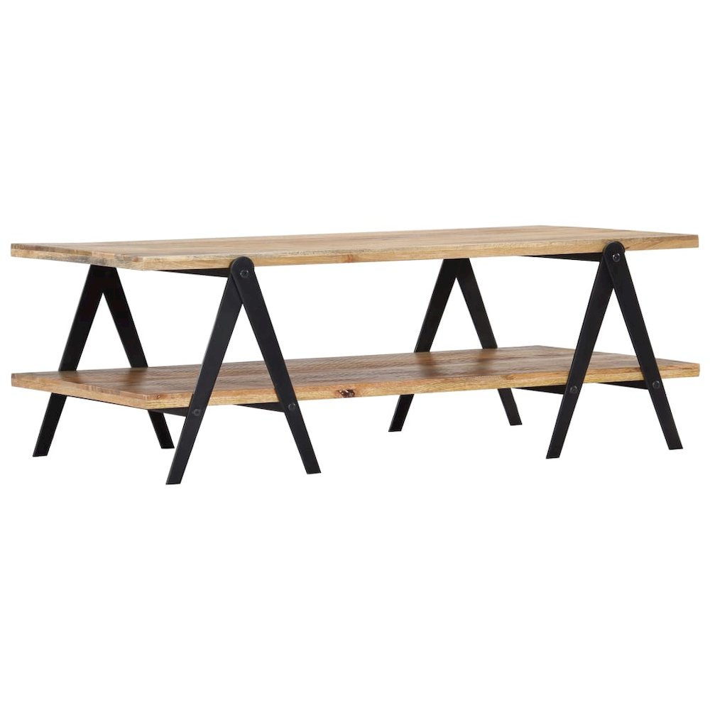 Coffee Table Brown Solid mango wood, powder-coated steel Medium. Picture 2