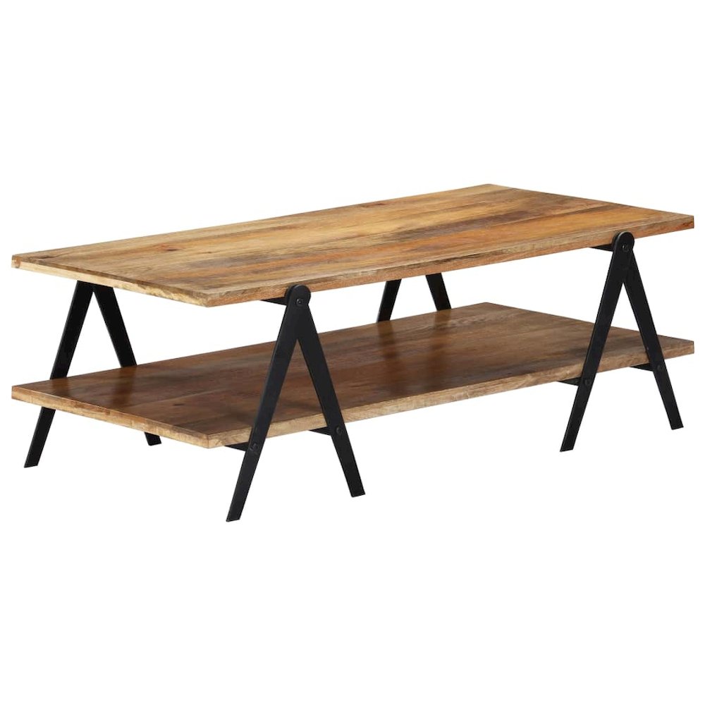 Coffee Table Brown Solid mango wood, powder-coated steel Medium. Picture 11