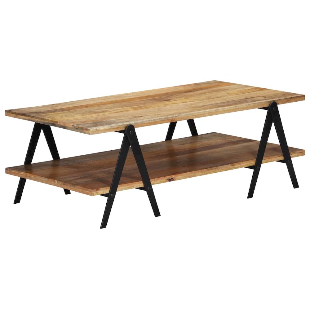 Coffee Table Brown Solid mango wood, powder-coated steel Medium. Picture 8
