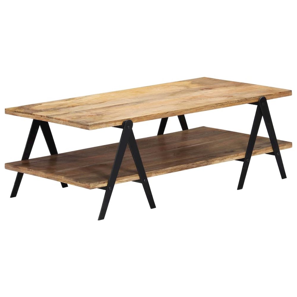 Coffee Table Brown Solid mango wood, powder-coated steel Medium. Picture 10