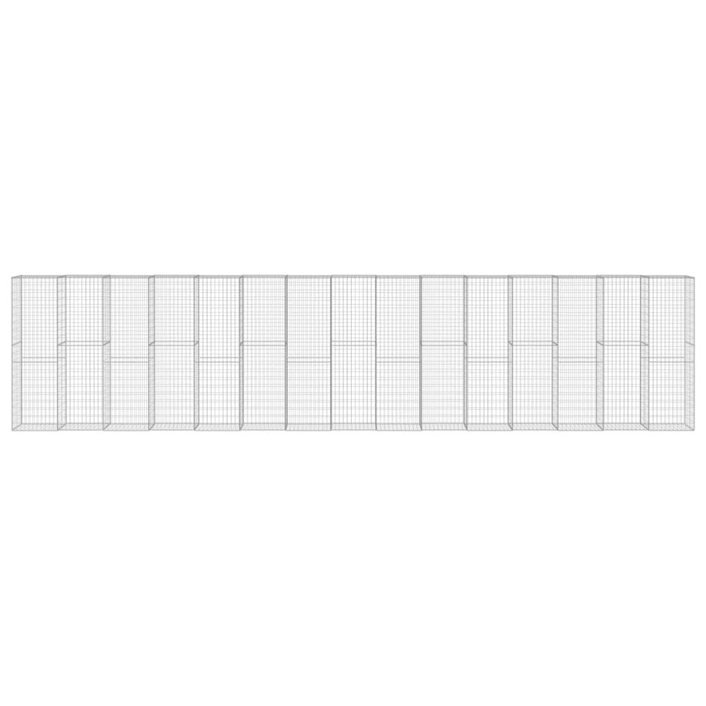 vidaXL Gabion Wall with Covers Galvanised Steel 354.3"x19.7"x78.7", 144916. Picture 3