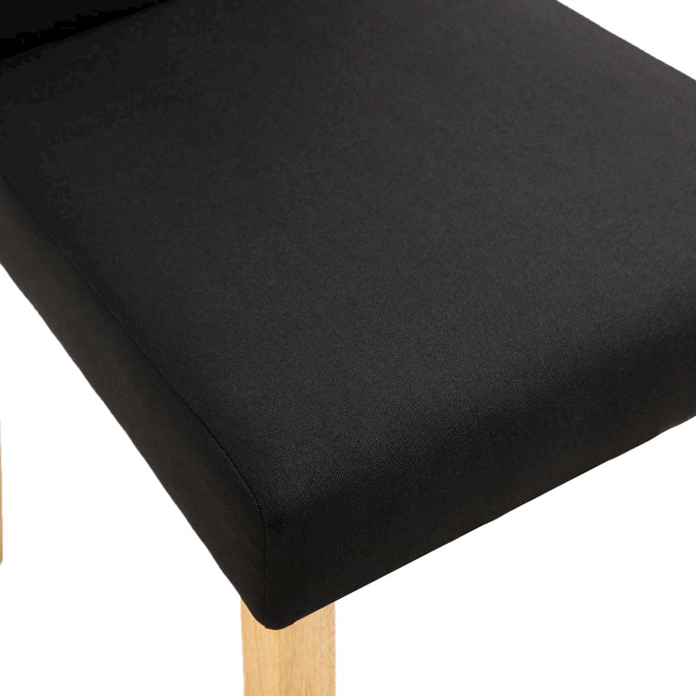 Dining Chair Set of 2 Black Fabric, Rubber Wood Standard. Picture 7