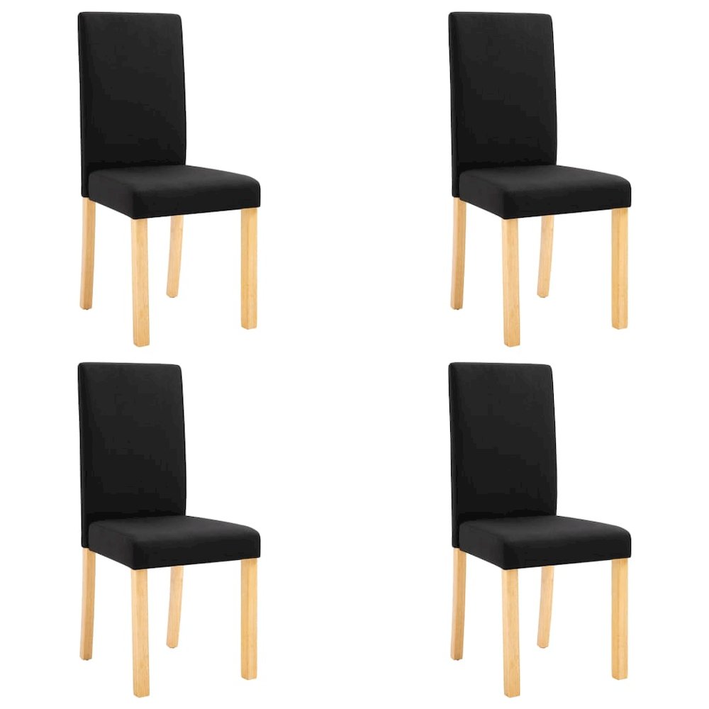 Dining Chair Set of 4 Black Fabric and Rubber Wood Standard. Picture 2