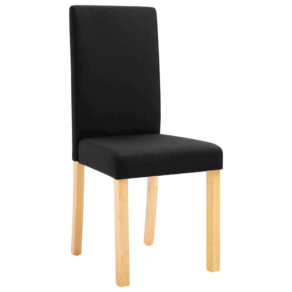 Dining Chair Set of 4 Black Fabric and Rubber Wood Standard. Picture 3