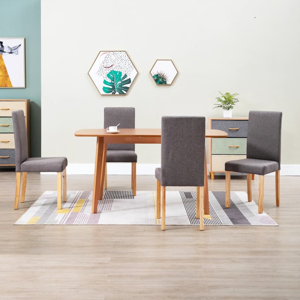 Dining Chair Set of 4 Taupe Fabric Medium Ergonomic. Picture 1