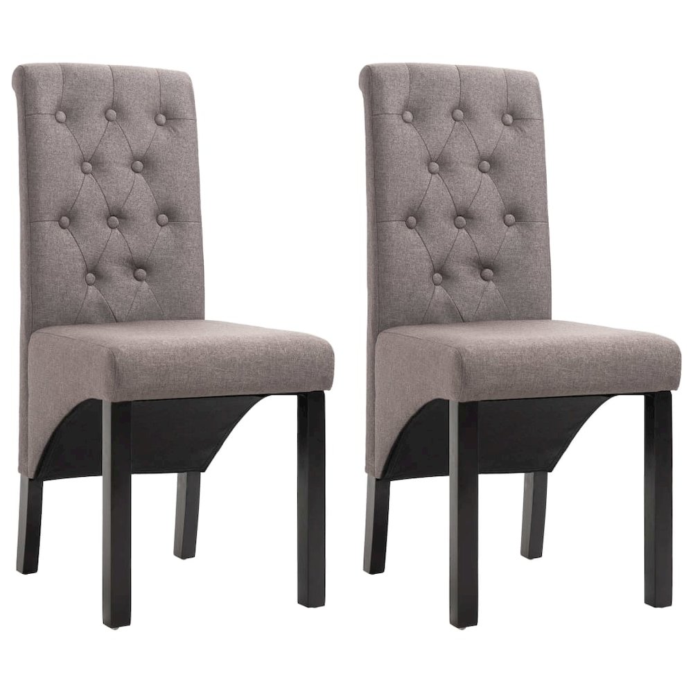 Dining Chair Set of 2 Taupe Fabric, Rubber wood Standard. Picture 1