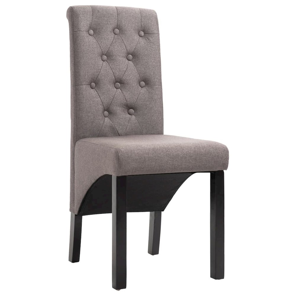 Dining Chair Set of 2 Taupe Fabric, Rubber wood Standard. Picture 2