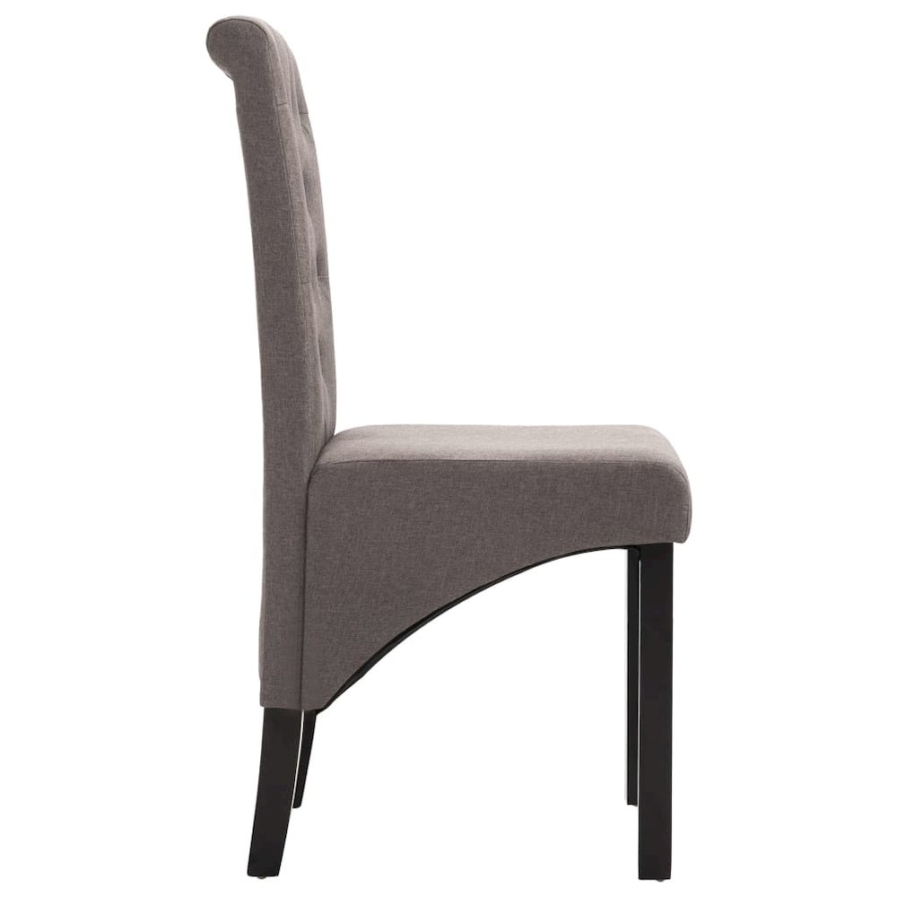 Dining Chair Set of 2 Taupe Fabric, Rubber wood Standard. Picture 4