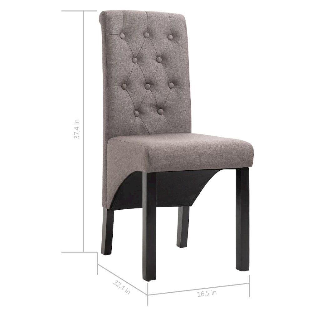 Dining Chair Set of 2 Taupe Fabric, Rubber wood Standard. Picture 8