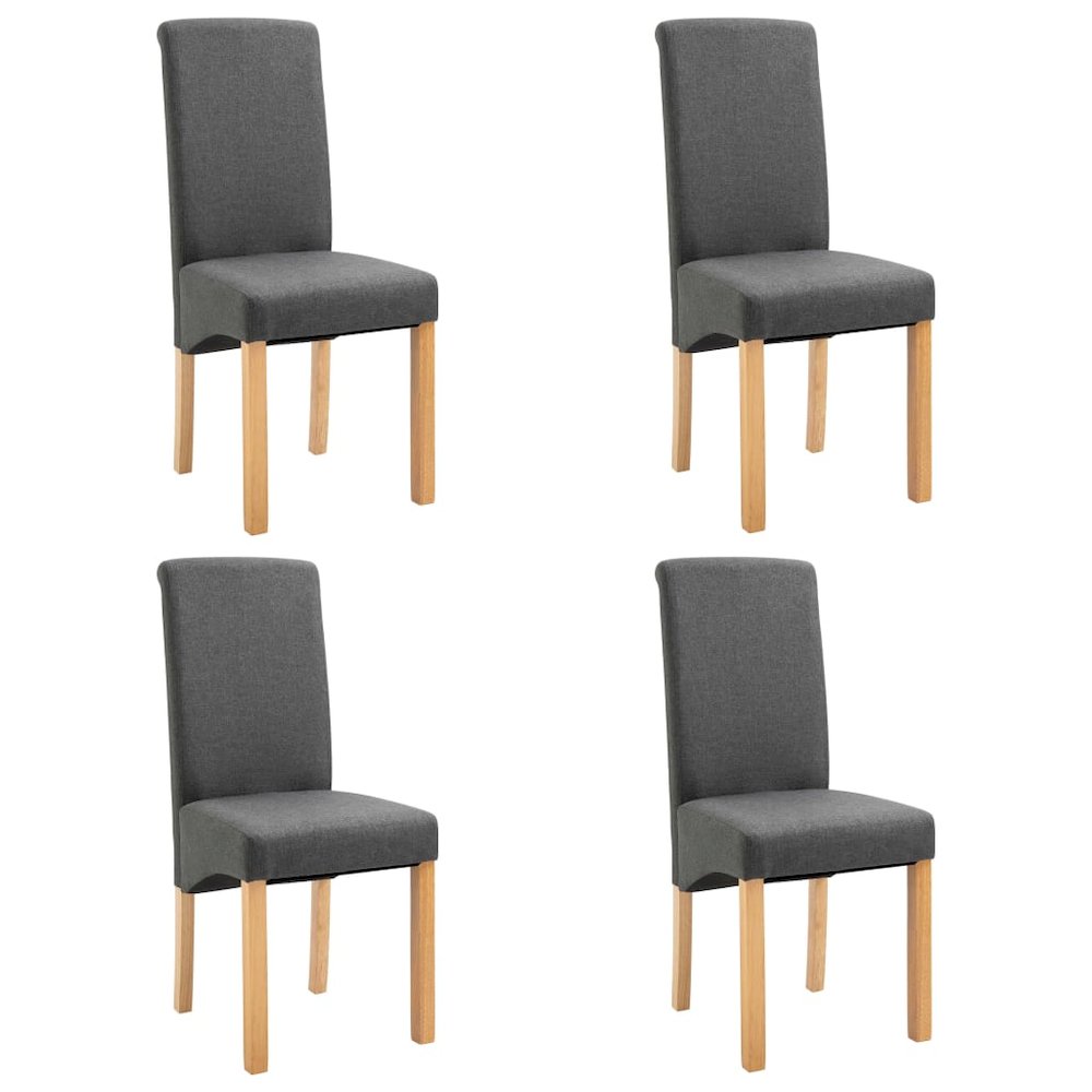 Dining Chair Set of 4 Gray Fabric and wood. Picture 2