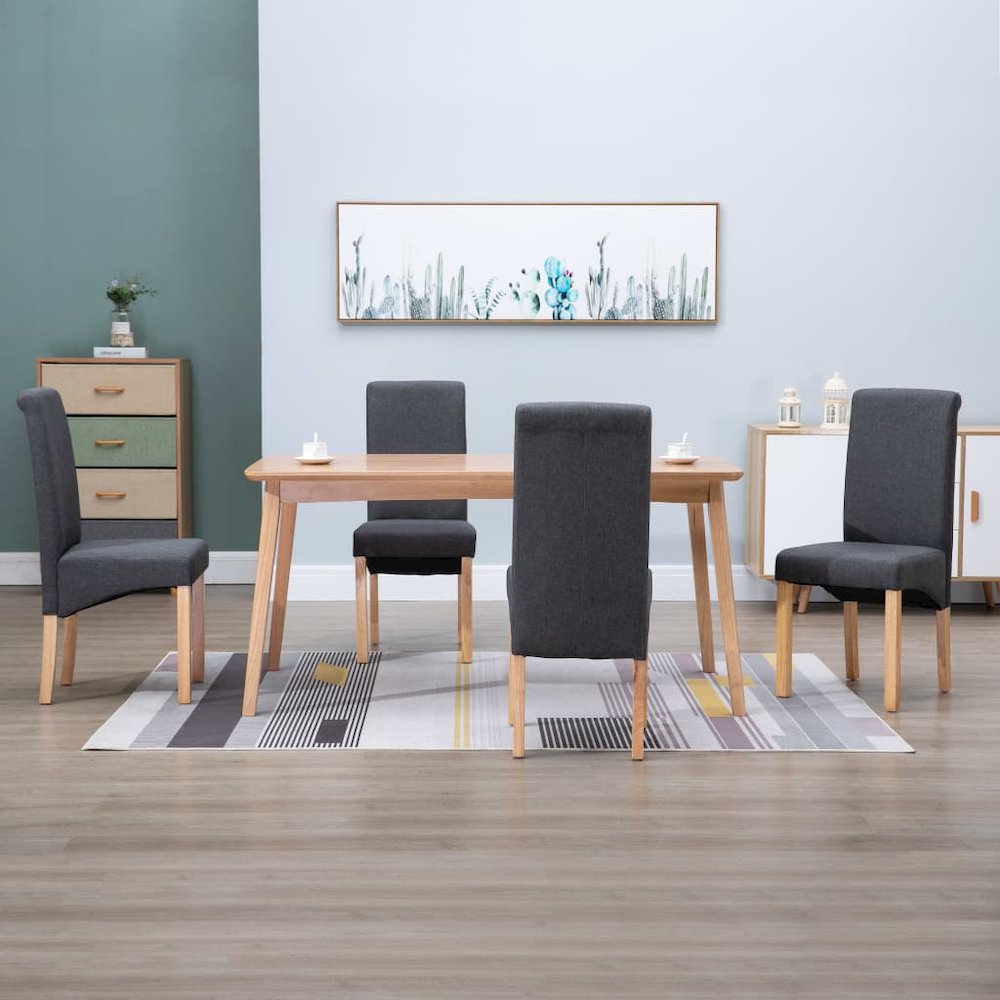 Dining Chair Set of 4 Gray Fabric and wood. Picture 1
