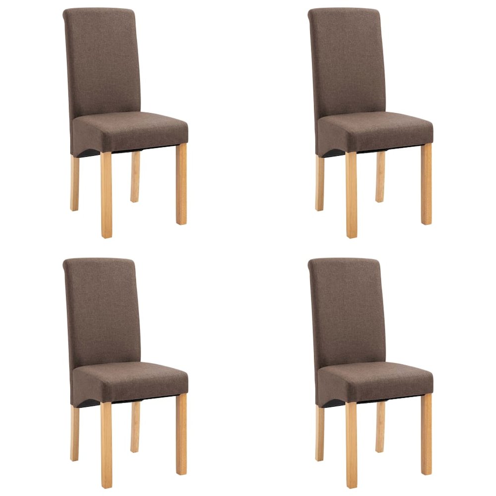 Dining Chair Set of 4 Brown Fabric and wood Standard Ergonomic. Picture 2