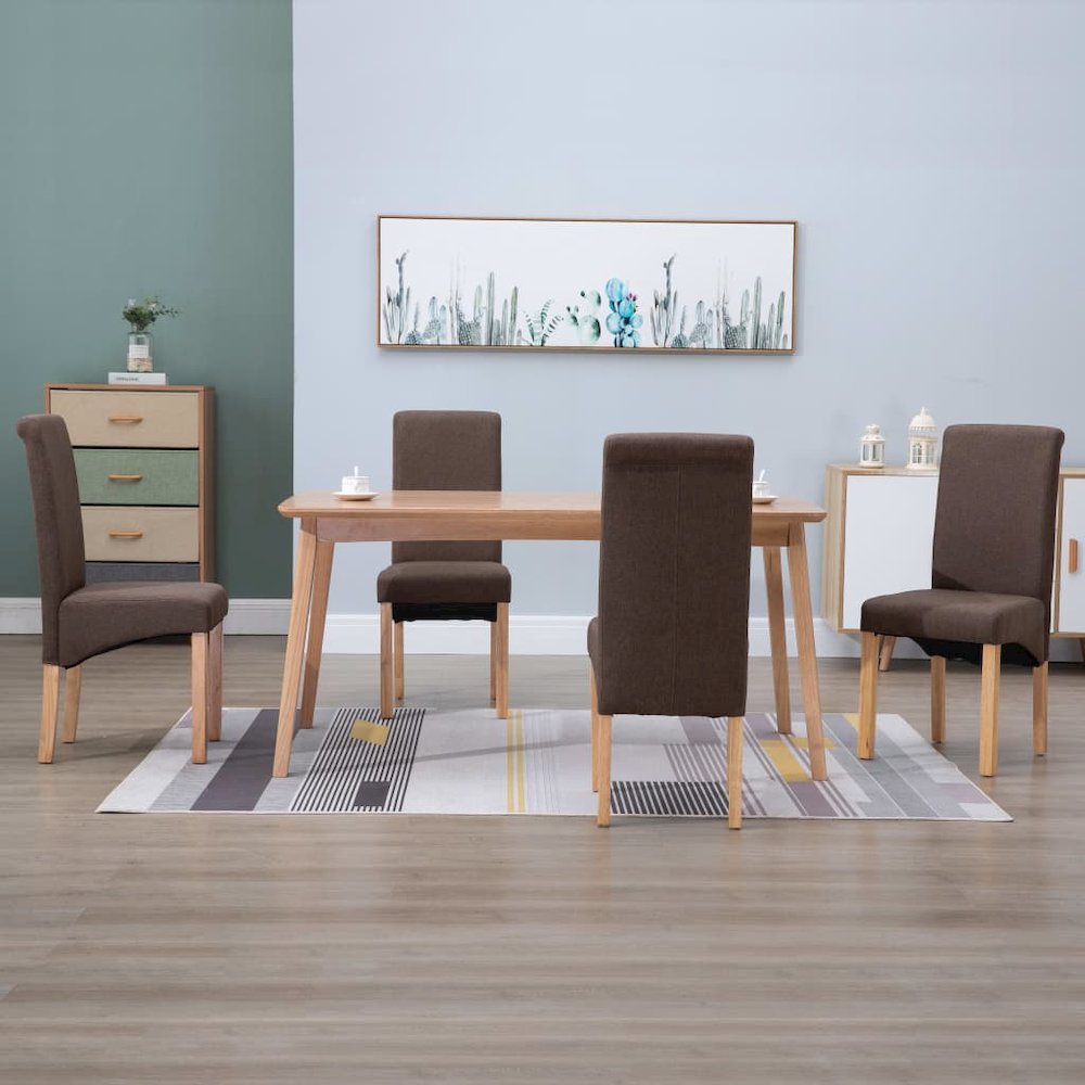 Dining Chair Set of 4 Brown Fabric and wood Standard Ergonomic. Picture 1