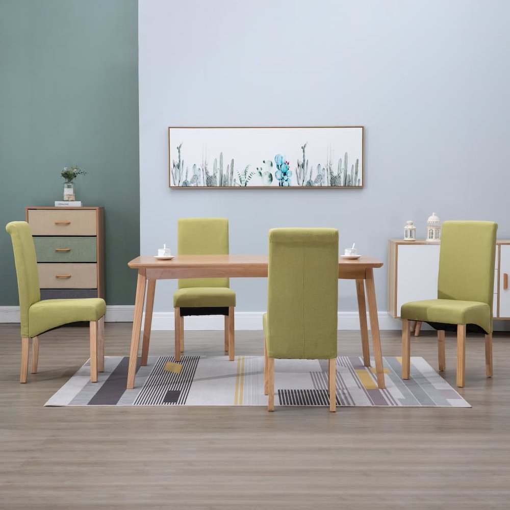 Dining Chair Set of 4 Green Fabric and wood Standard Ergonomic. Picture 1