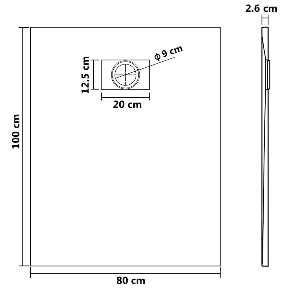 vidaXL Shower Base Tray SMC White 39.4"x31.5". Picture 6