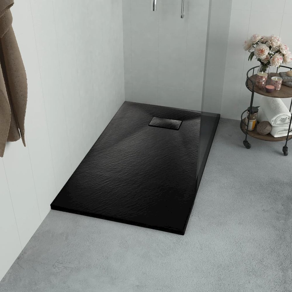 vidaXL Shower Base Tray SMC Black 39.4"x31.5". Picture 1
