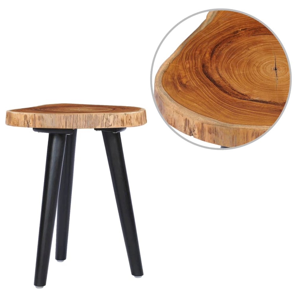 Coffee Table Natural and Black Solid Teak Wood Small. Picture 1