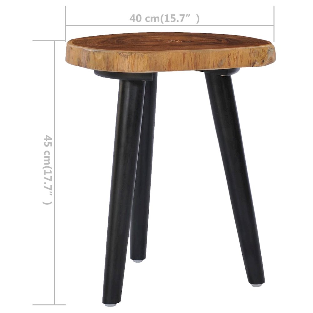 Coffee Table Natural and Black Solid Teak Wood Small. Picture 5