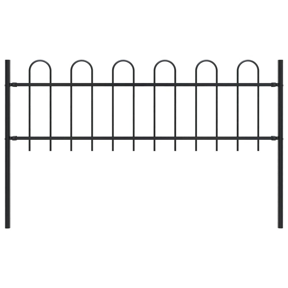 vidaXL Garden Fence with Spear Top Steel 5.5ft Black, 144928. Picture 1