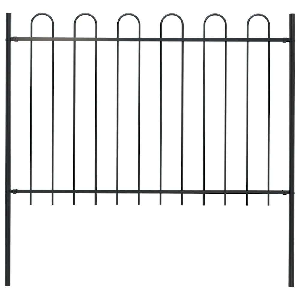 vidaXL Garden Fence with Spear Top Steel 5.5ft Black, 144931. Picture 1
