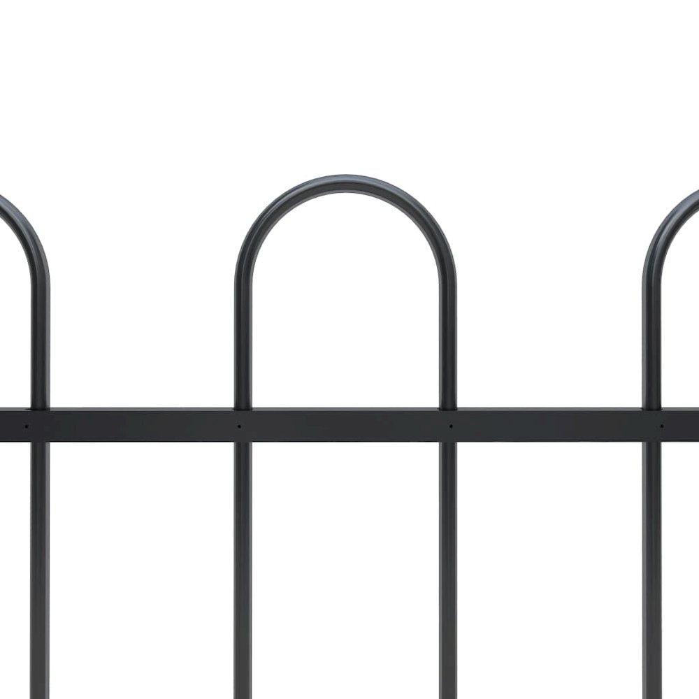 vidaXL Garden Fence with Spear Top Steel 5.5ft Black, 144931. Picture 3