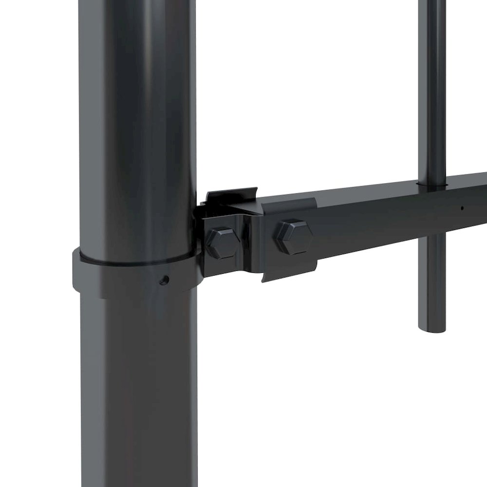 vidaXL Garden Fence with Spear Top Steel 5.5ft Black, 144931. Picture 4