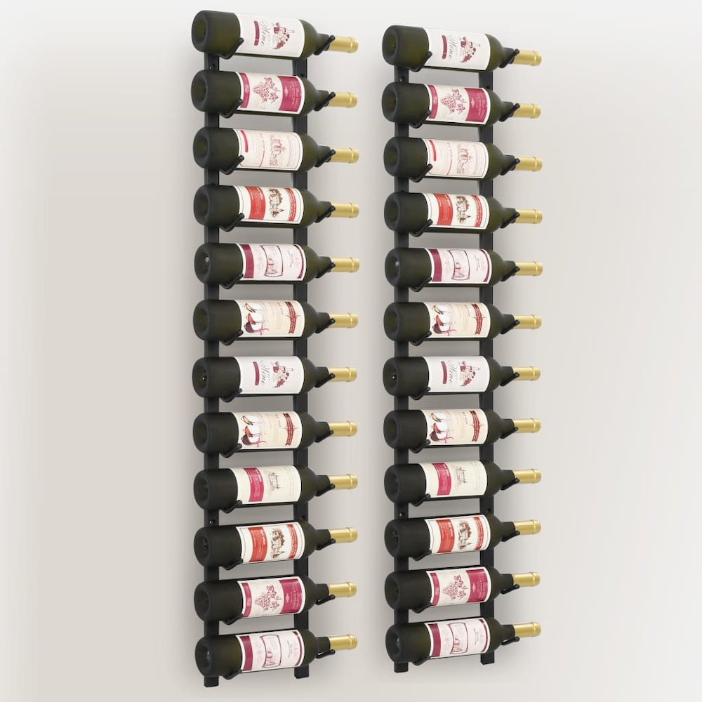 Wall Mounted Wine Racks for 12 Bottles 2 pcs Black Iron. Picture 4