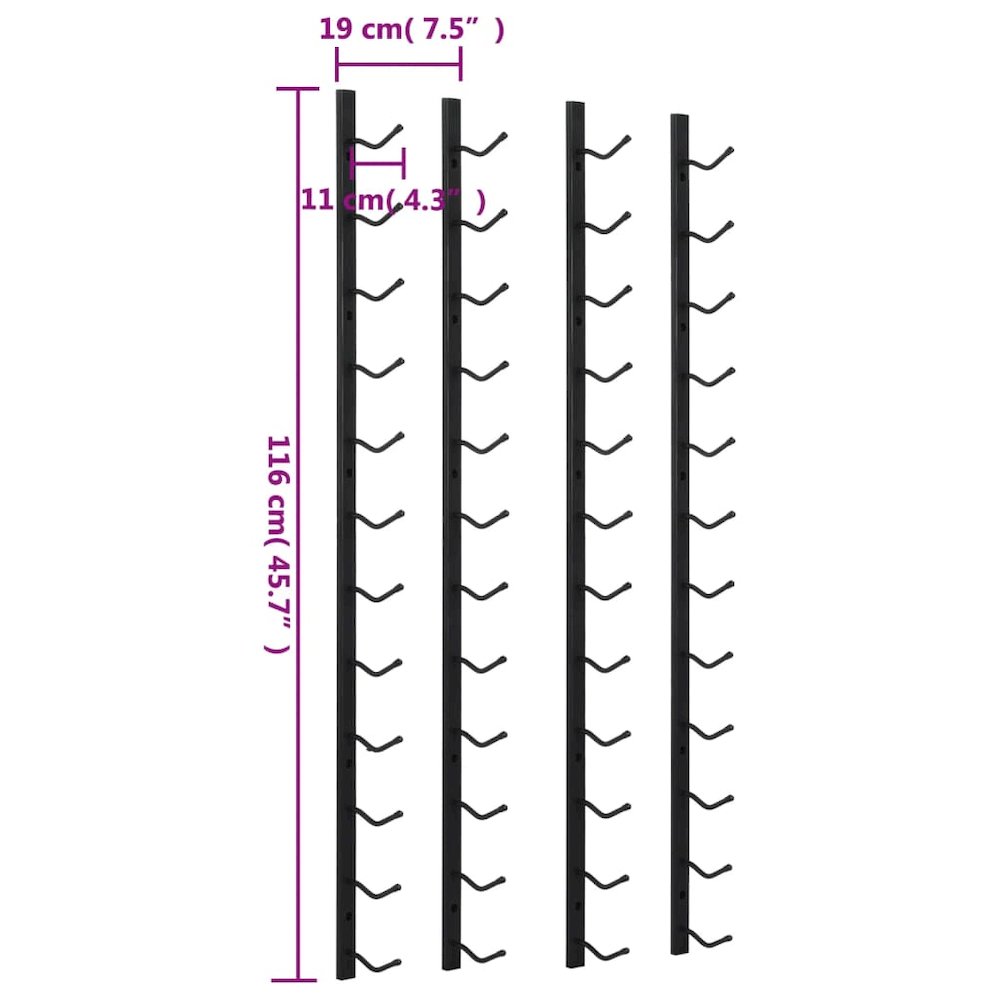 Wall Mounted Wine Racks for 12 Bottles 2 pcs Black Iron. Picture 6