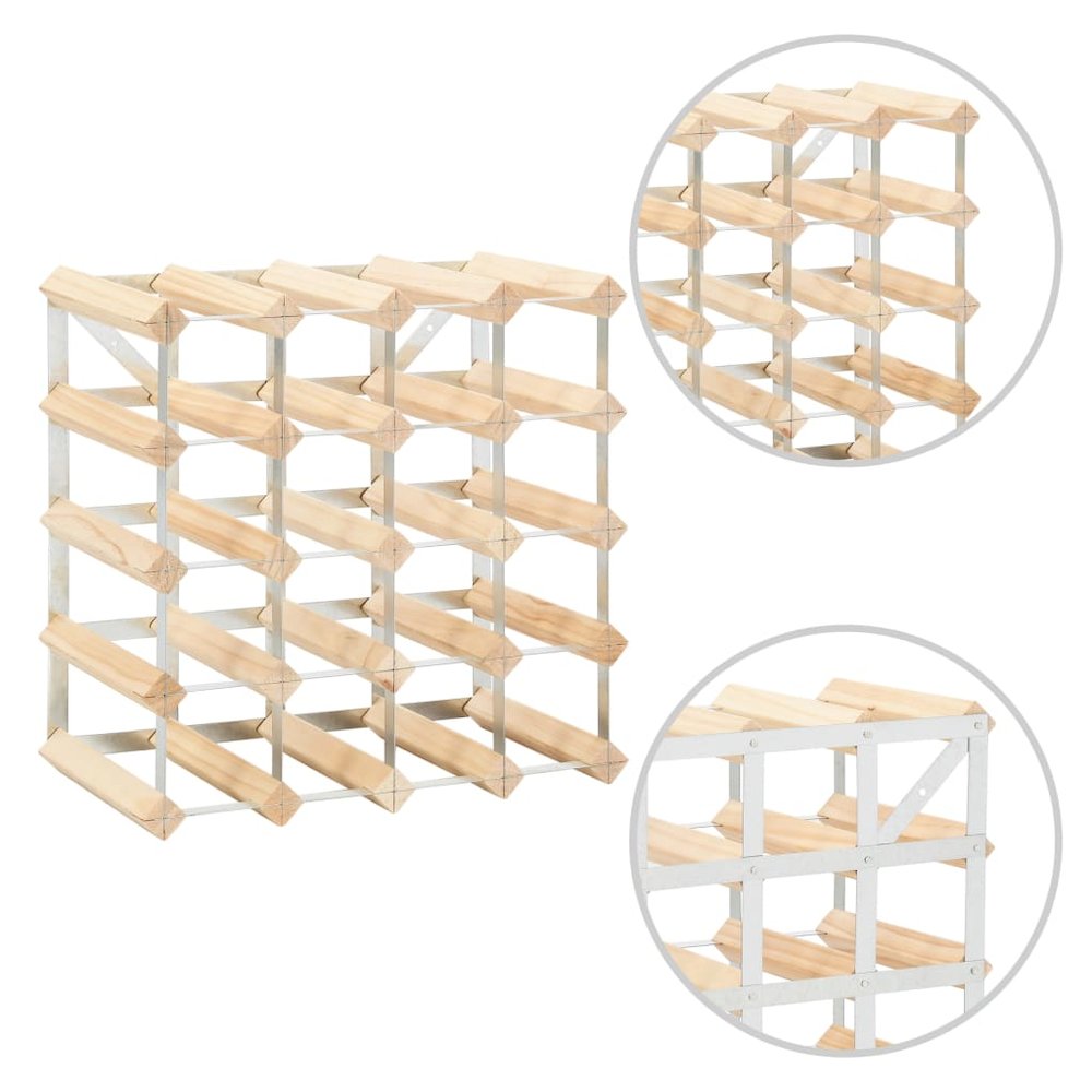 Wine Rack for 20 Bottles Solid Pinewood. Picture 4
