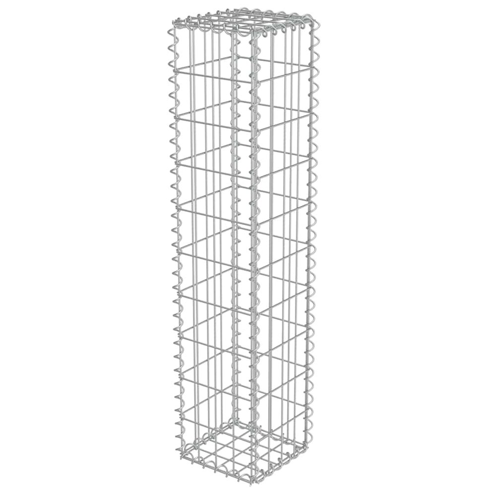 vidaXL Gabion Wall with Covers Galvanized Steel 7.87"x7.87"x39.4", 143575. Picture 1