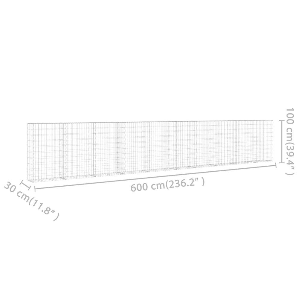 Gabion Wall with Covers Galvanized Steel 236"x11.8"x39.4". Picture 8