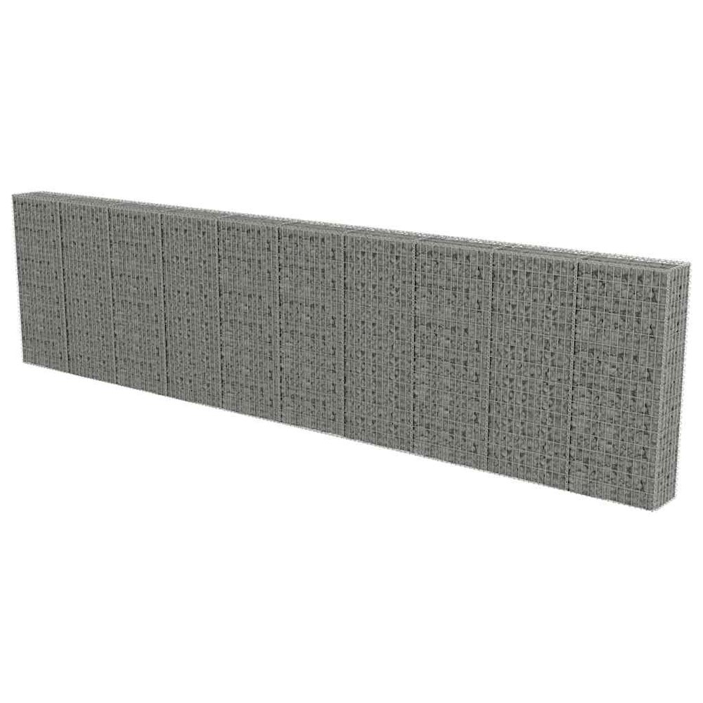 Gabion Wall with Covers Galvanized Steel 236"x11.8"x59". Picture 1