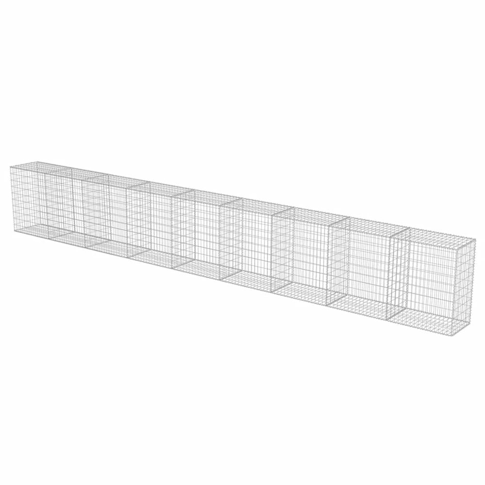 vidaXL Gabion Wall with Covers Galvanized Steel 354"x19.7"x39.4", 143588. Picture 5