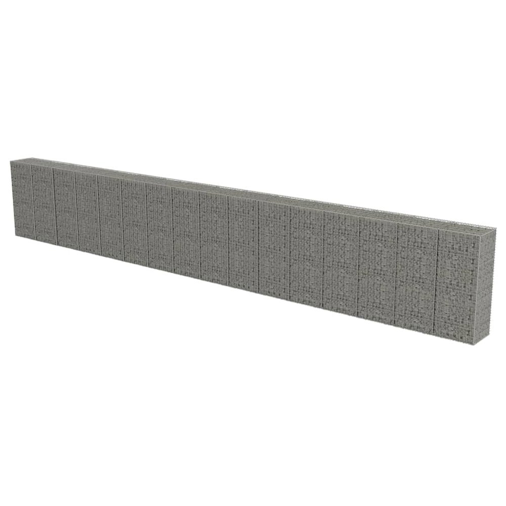Gabion Wall with Covers Galvanized Steel 354"x19.7"x59". Picture 1