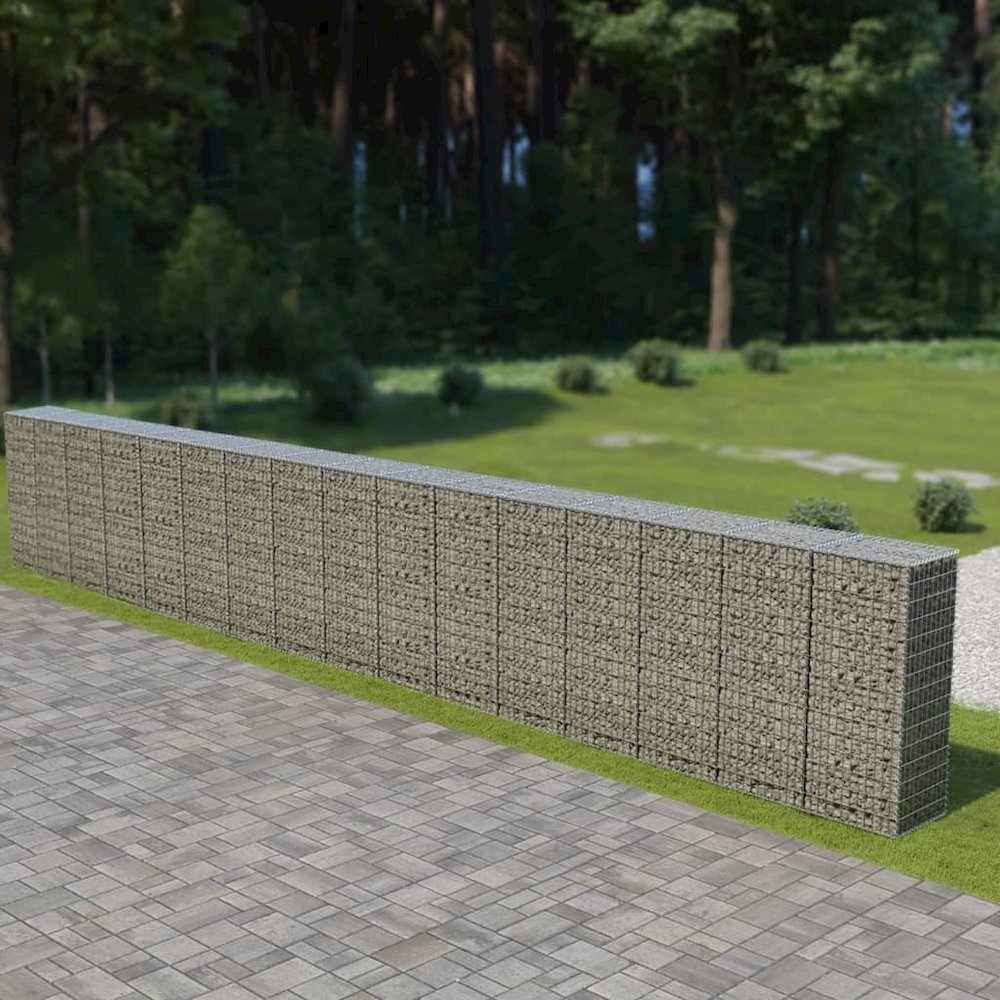 Gabion Wall with Covers Galvanized Steel 354"x19.7"x59". Picture 2